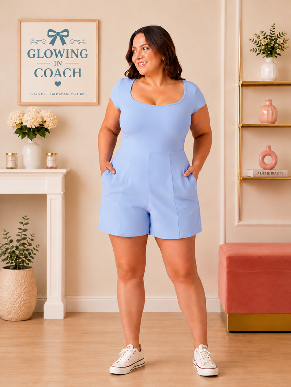 SoftlyZero™ Airy Pocket Romper | Powder Blue | XL by Halara