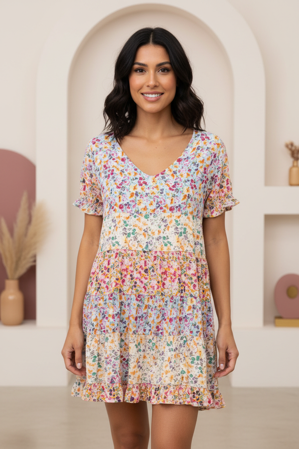 Angie Floral Dress - Front with Model