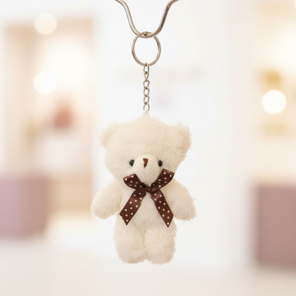 White Teddy Bear Keychain