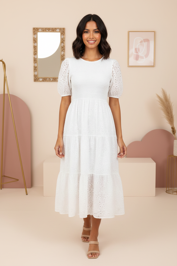 Zesica White Dress - Front Model