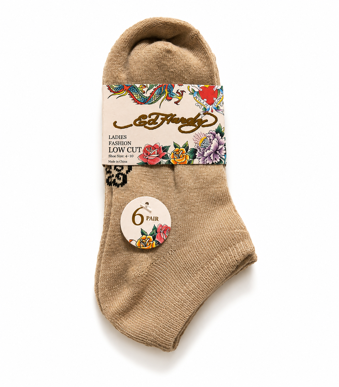 Ed Hardy Neutral Low Cut Socks 6-Pack