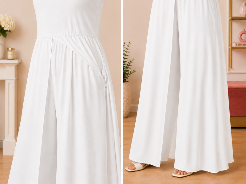 Halara Breezeful White Overlay Wide Leg Jumpsuit | Size Large