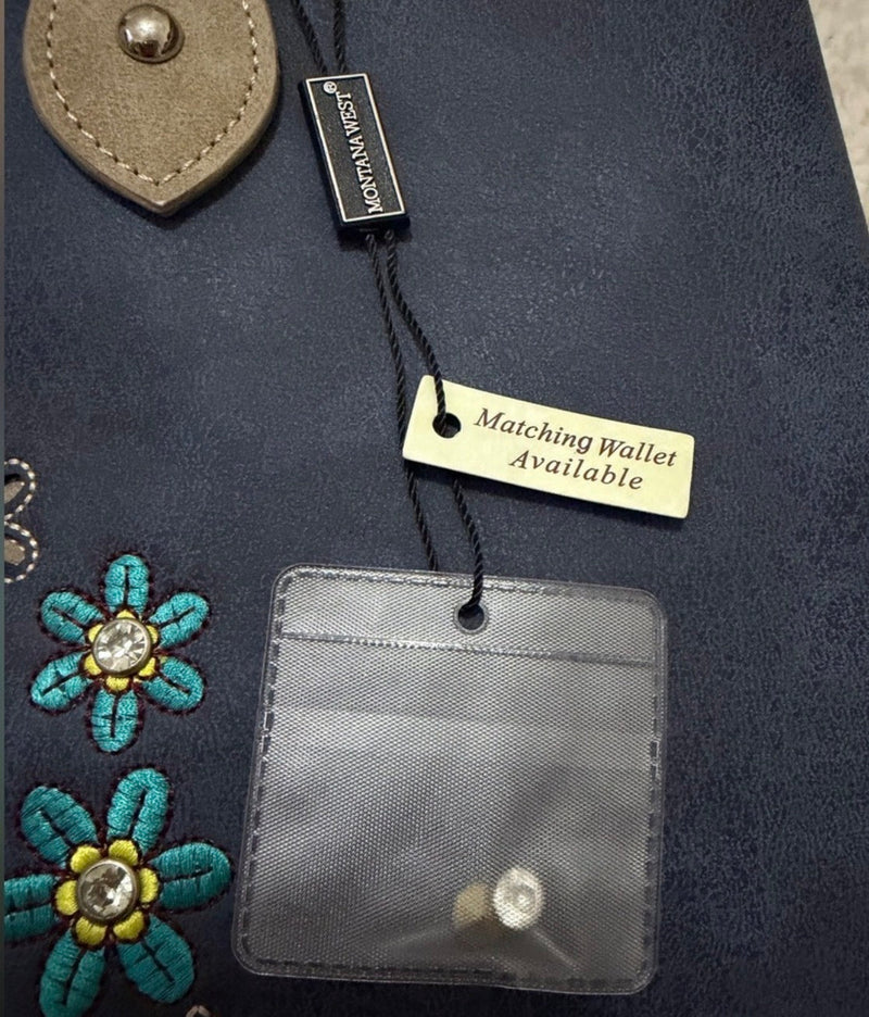 Montana West Sugar Skull Embroidered Tote Bag – Navy Blue