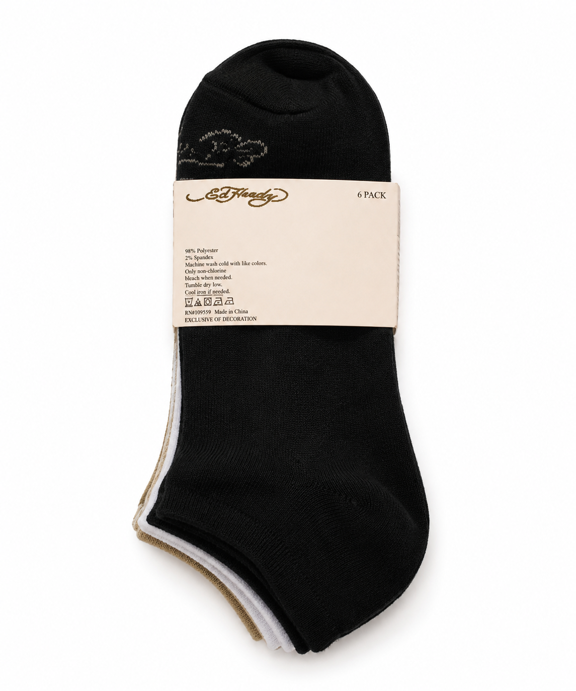 Ed Hardy Neutral Low Cut Socks 6-Pack