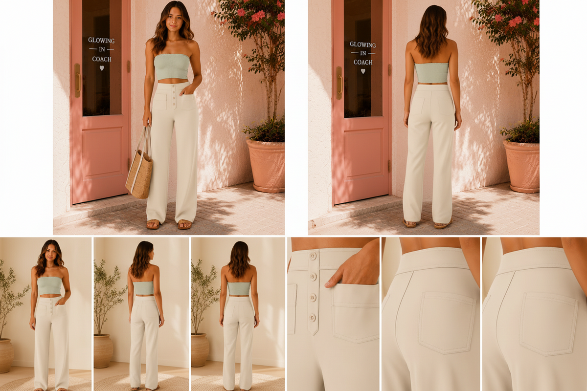 DayStretch High Waisted Pocket Straight Leg Pants by Halara
