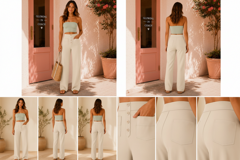 DayStretch High Waisted Pocket Straight Leg Pants by Halara