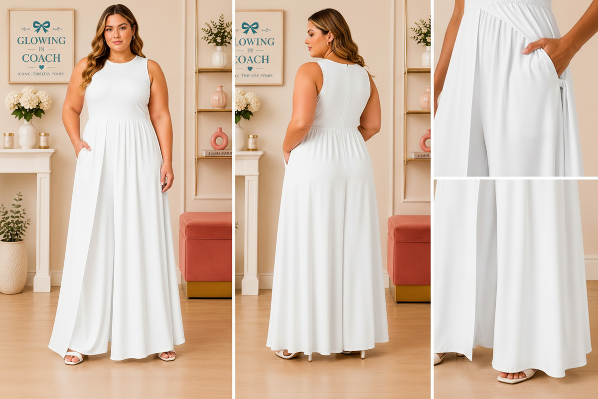 Halara Breezeful White Overlay Wide Leg Jumpsuit | Size Large