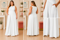 Halara Breezeful White Overlay Wide Leg Jumpsuit | Size Large