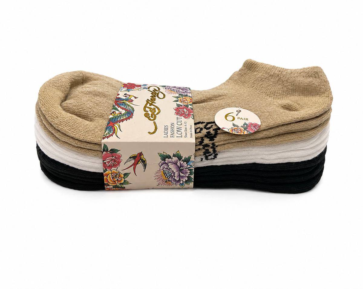 Ed Hardy Neutral Low Cut Socks 6-Pack