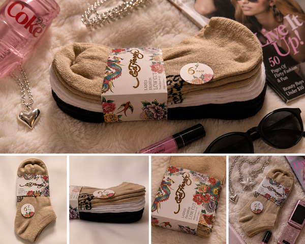 Ed Hardy Neutral Low Cut Socks 6-Pack