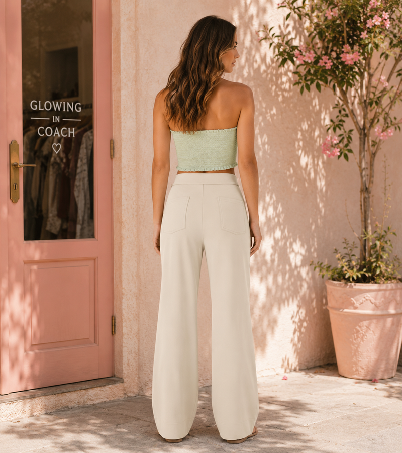 DayStretch High Waisted Pocket Straight Leg Pants by Halara