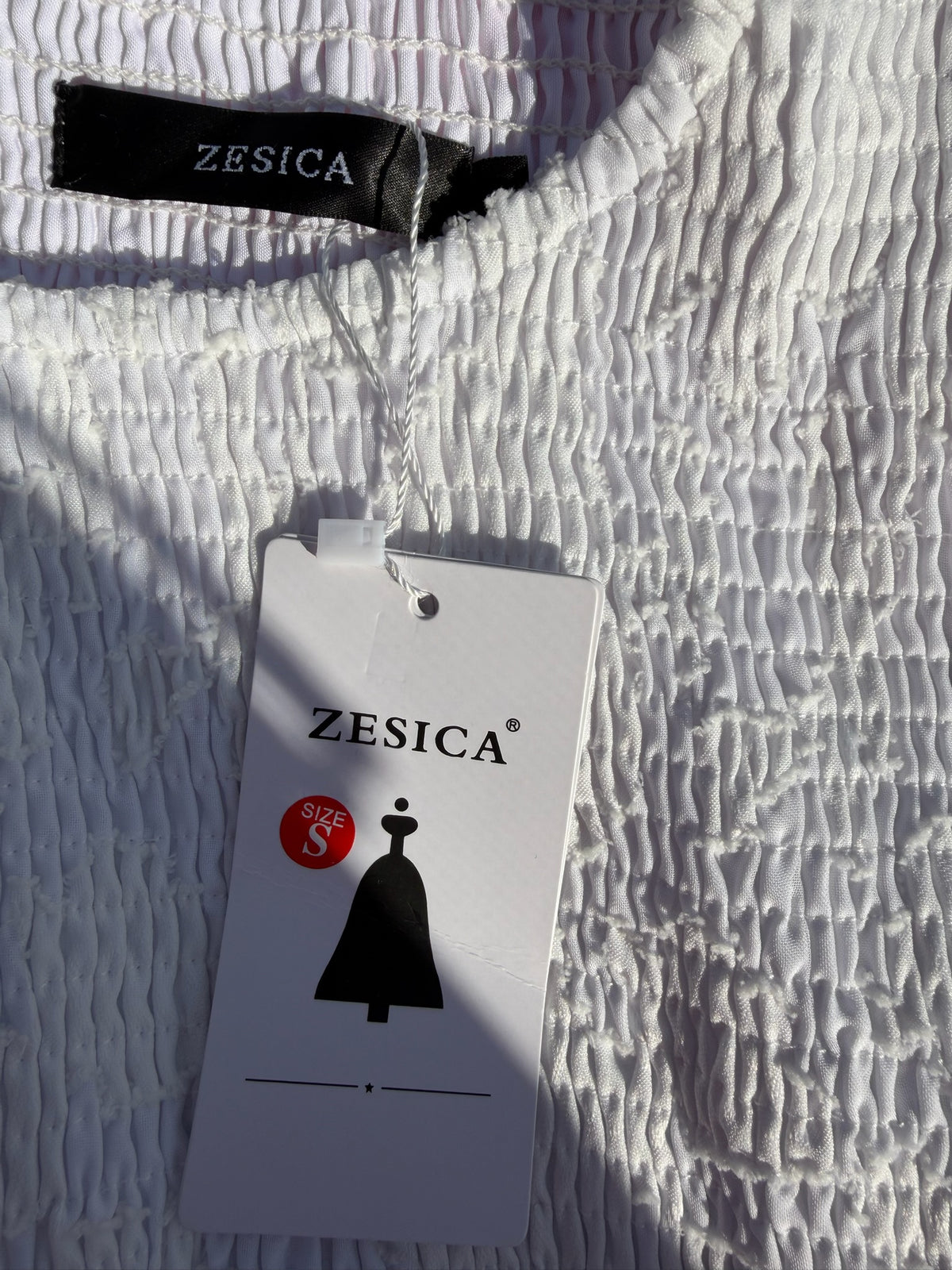 Zesica White Smocked Midi Dress – Size Small