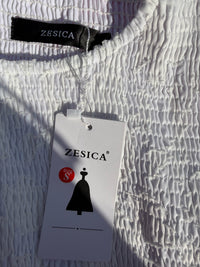 Zesica White Smocked Midi Dress – Size Small