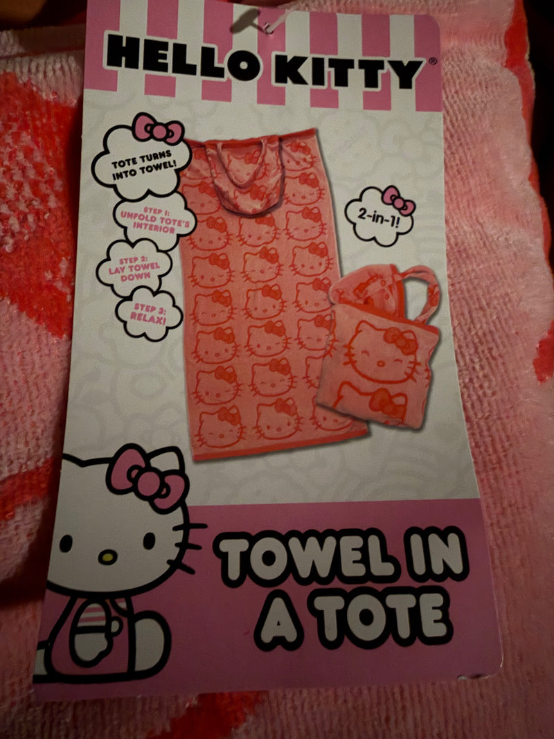 Hello Kitty Towel in a Tote – 2-in-1 Beach Towel & Tote Bag