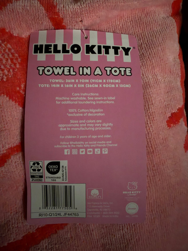 Hello Kitty Towel in a Tote – 2-in-1 Beach Towel & Tote Bag