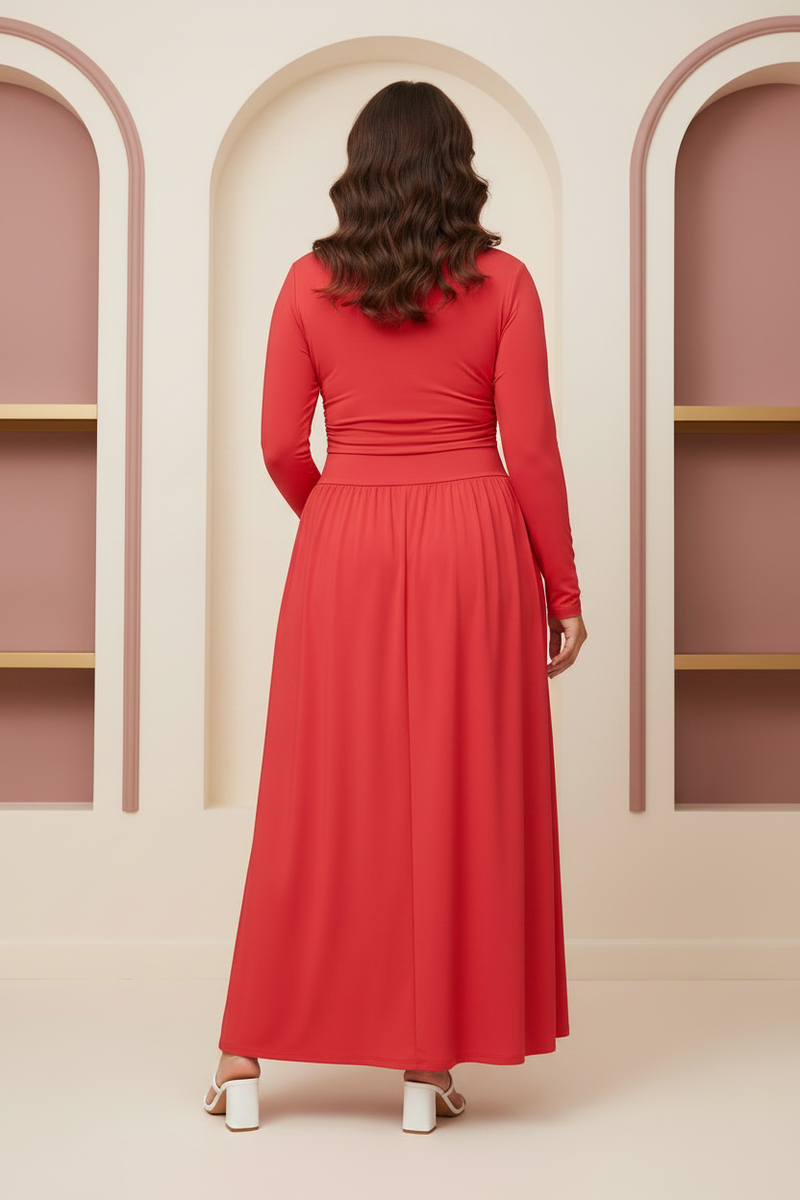 Back Large Model Red Maxi Dress