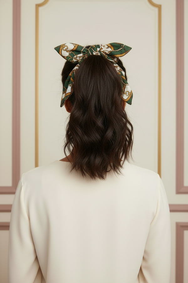 Bow Scrunchie Back Ponytail Model Photo