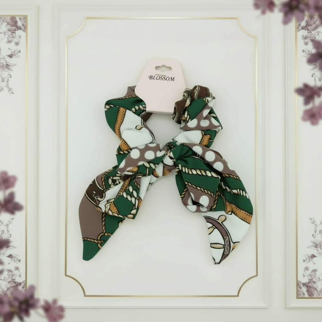 Centered Tag Blossom Bow Scrunchie