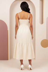 Spaghetti Strap Flowy Midi Dress - Apricot