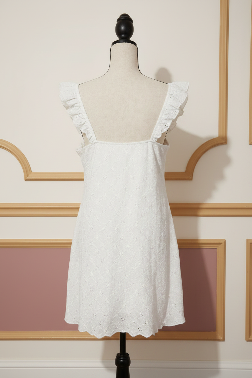 White Eyelet Dress - Back Original Dress Clean Mannequin