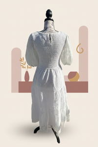 Zesica White Smocked Dress - Back
